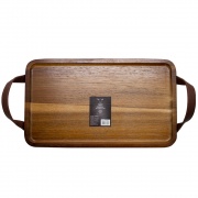 BANDEJA ACACIA 28CM PICOTEO WAYU CON ASAS DE CUERO