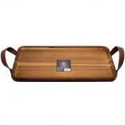 BANDEJA ACACIA 35CM PICOTEO WAYU CON ASAS DE CUERO